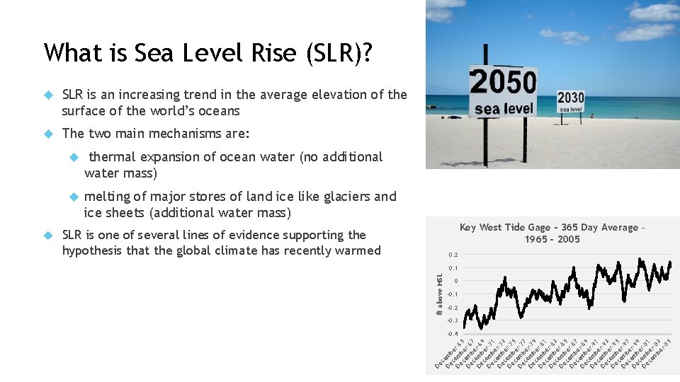 What is Sea Level Rise (SLR)? SLR is an increasing trend in the average