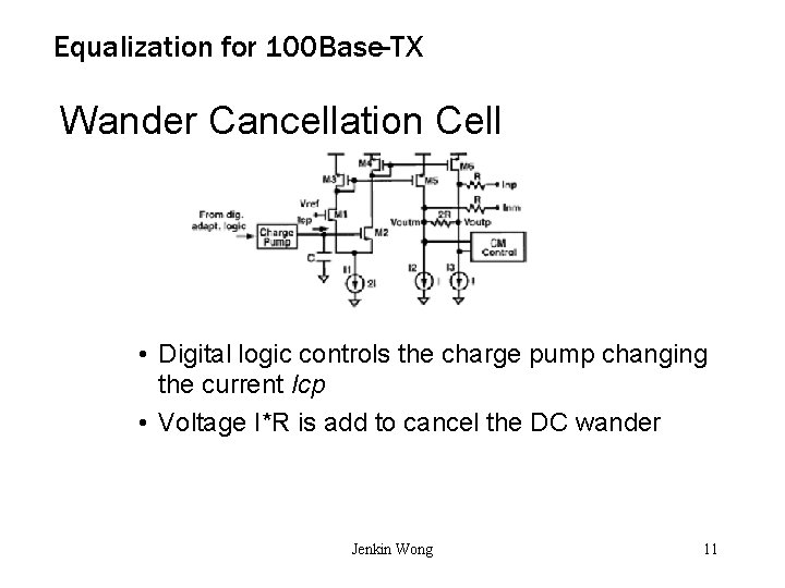 Equalization for 100 Base-TX Wander Cancellation Cell • Digital logic controls the charge pump
