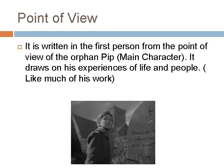 Point of View It is written in the first person from the point of Point of View It is written in the first person from the point of