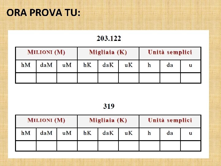 ORA PROVA TU: 