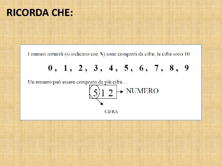 RICORDA CHE: 