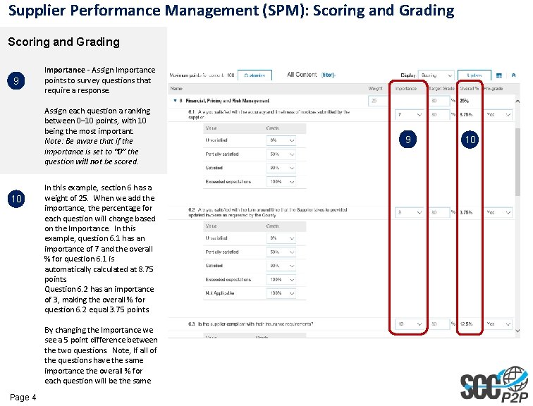 Supplier Performance Management (SPM): Scoring and Grading 9 Importance - Assign Importance points to