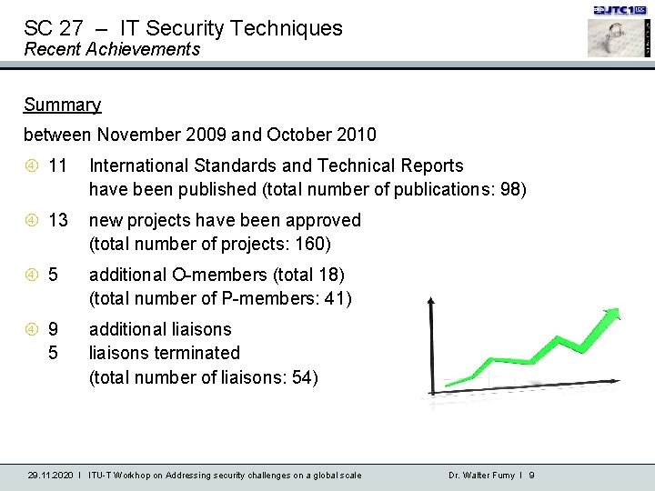 SC 27 – IT Security Techniques Recent Achievements Summary between November 2009 and October