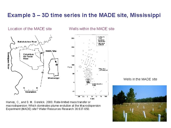 Example 3 – 3 D time series in the MADE site, Mississippi Location of
