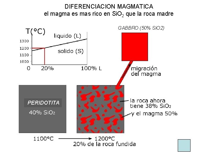 DIFERENCIACION MAGMATICA el magma es mas rico en Si. O 2 que la roca