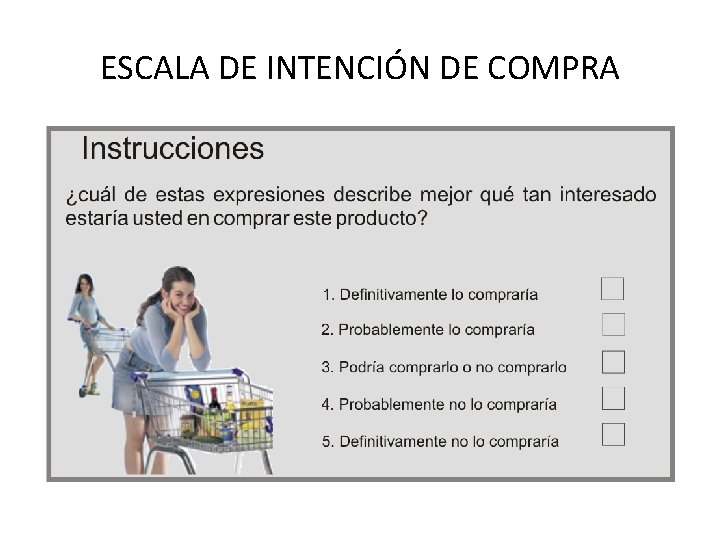 ESCALA DE INTENCIÓN DE COMPRA ESCALA DE INTENCIÓN DE COMPRA