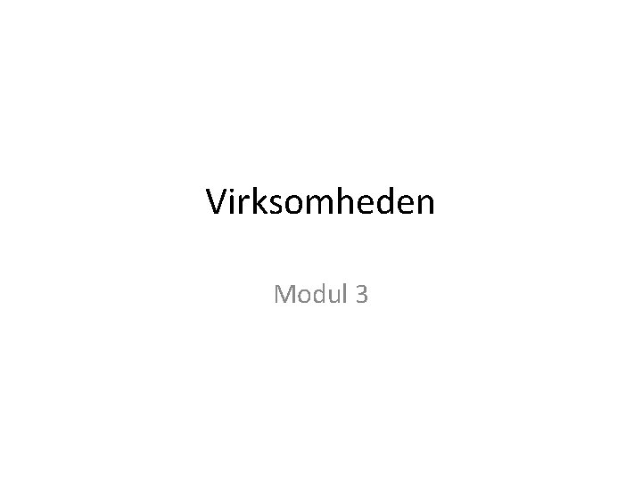 Virksomheden Modul 3 