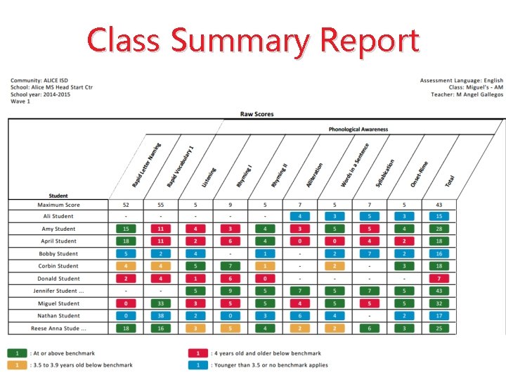 Class Summary Report 