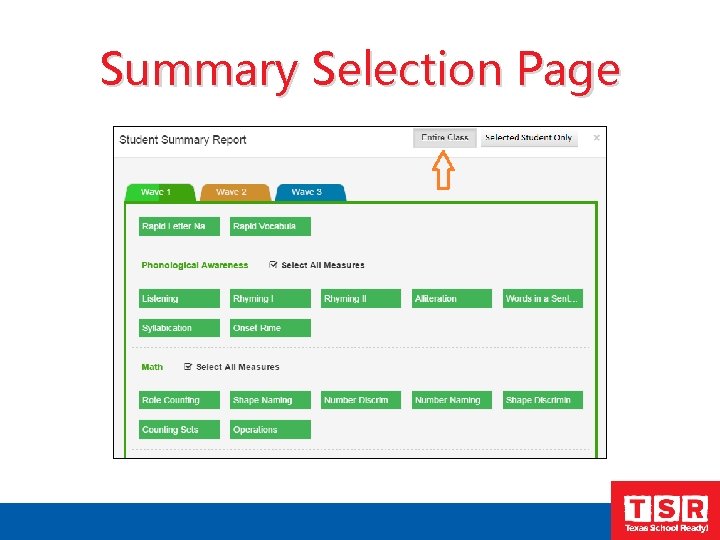 Summary Selection Page 