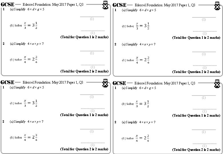 GCSE 1 GCSE Edexcel Foundation: May 2017 Paper 1, Q 3 (a) Simplify 6