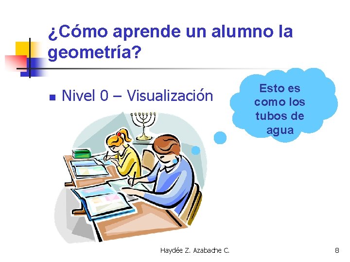 ¿Cómo aprende un alumno la geometría? n Nivel 0 – Visualización Haydée Z. Azabache