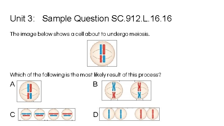 Unit 3: Sample Question SC. 912. L. 16 The image below shows a cell