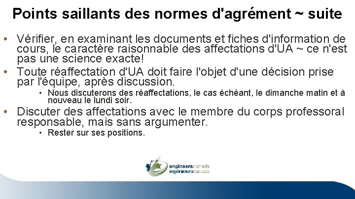 Points saillants des normes d'agrément ~ suite • Vérifier, en examinant les documents et Points saillants des normes d'agrément ~ suite • Vérifier, en examinant les documents et