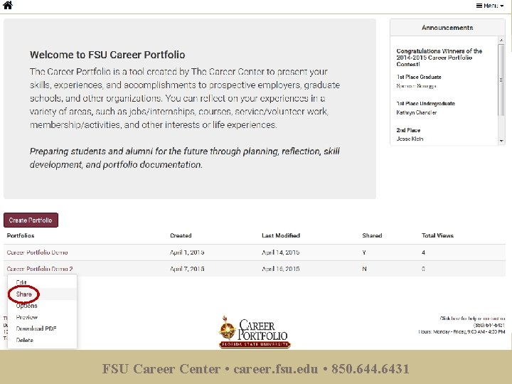 FSU Career Center • career. fsu. edu • 850. 644. 6431 