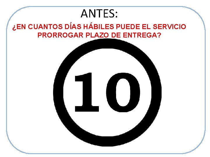 ANTES: ¿EN CUANTOS DÍAS HÁBILES PUEDE EL SERVICIO PRORROGAR PLAZO DE ENTREGA? 