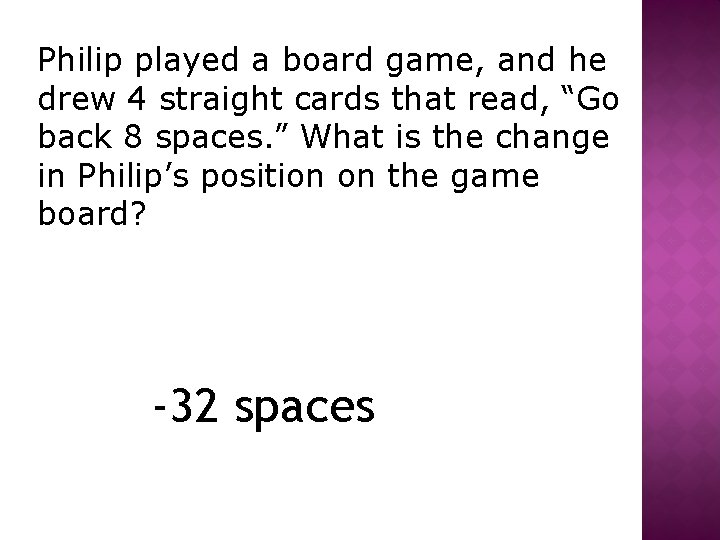 Philip played a board game, and he drew 4 straight cards that read, “Go