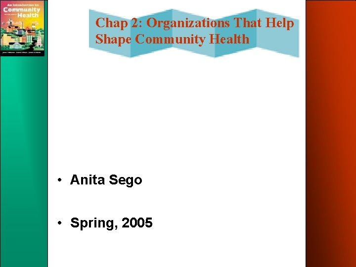 Chap 2: Organizations That Help Shape Community Health • Anita Sego • Spring, 2005