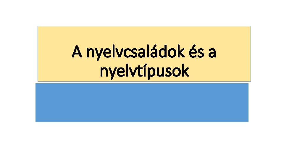 A nyelvcsaládok és a nyelvtípusok 