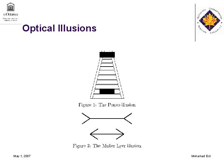 Optical Illusions May 1, 2007 Mohamad Eid 