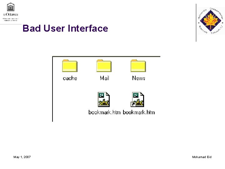 Bad User Interface May 1, 2007 Mohamad Eid 