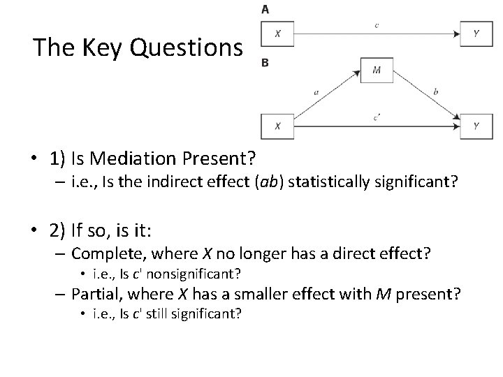 The Key Questions • 1) Is Mediation Present? – i. e. , Is the