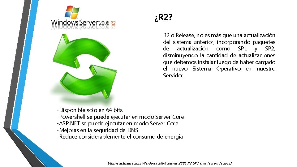 ¿R 2? R 2 o Release, no es más que una actualización del sistema