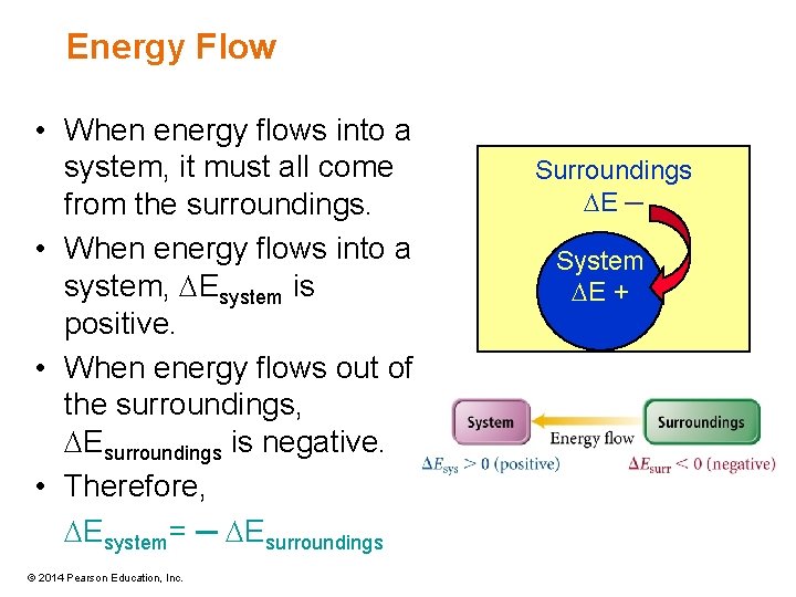 Energy Flow • When energy flows into a system, it must all come from