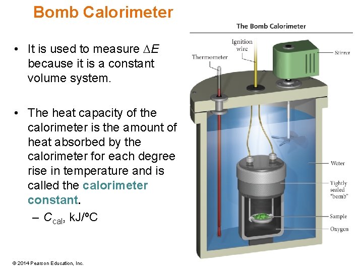 Bomb Calorimeter • It is used to measure DE because it is a constant