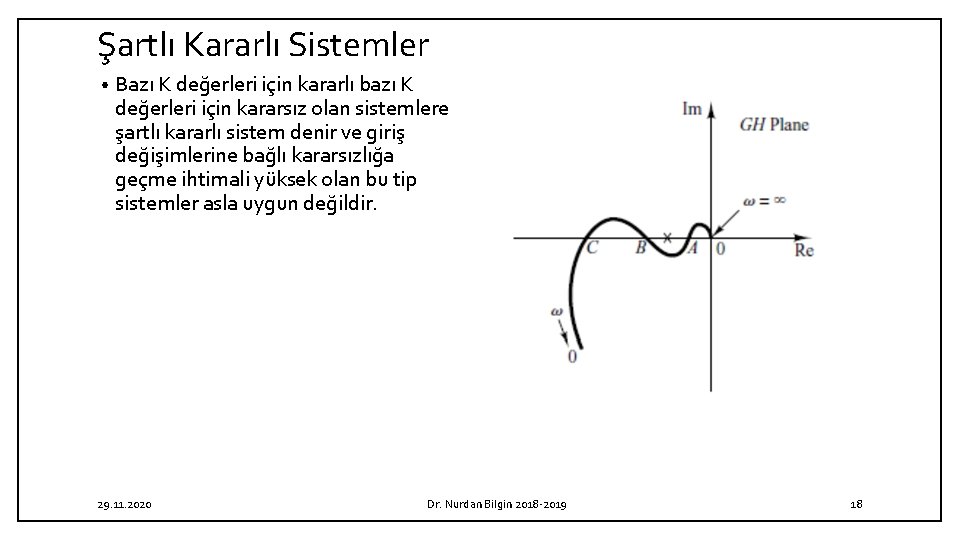 Şartlı Kararlı Sistemler • Bazı K değerleri için kararlı bazı K değerleri için kararsız