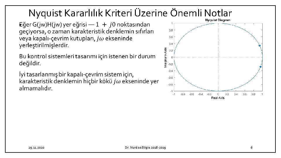 Nyquist Kararlılık Kriteri Üzerine Önemli Notlar • 29. 11. 2020 Dr. Nurdan Bilgin 2018