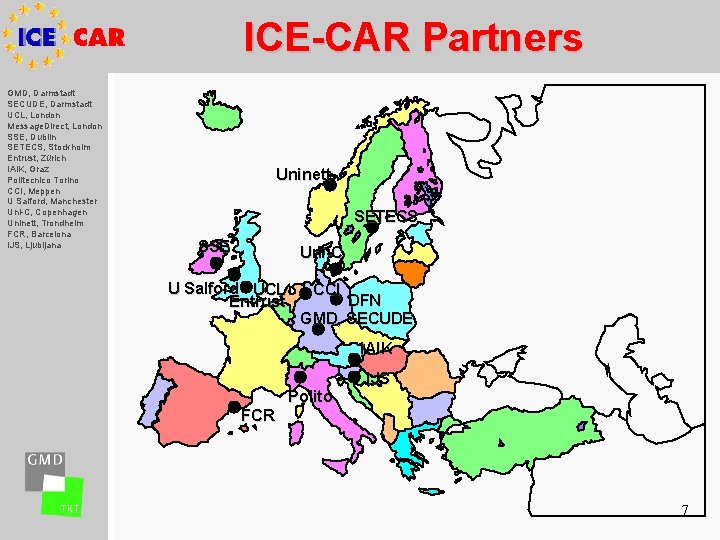 ICE-CAR Partners GMD, Darmstadt SECUDE, Darmstadt UCL, London Message. Direct, London SSE, Dublin SETECS,