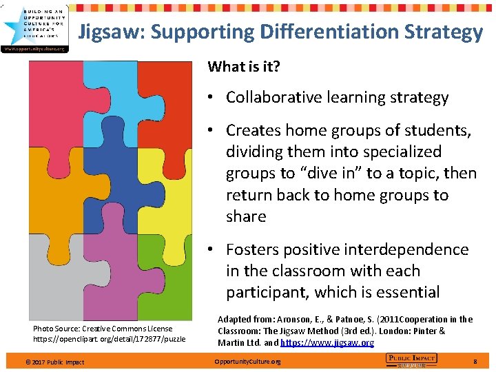 Jigsaw: Supporting Differentiation Strategy What is it? • Collaborative learning strategy • Creates home