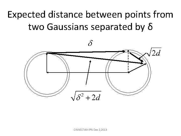 Expected distance between points from two Gaussians separated by δ CINVESTAV-IPN Dec 2, 2013 Expected distance between points from two Gaussians separated by δ CINVESTAV-IPN Dec 2, 2013