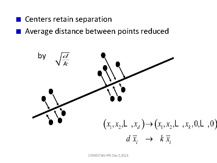 Centers retain separation Average distance between points reduced by CINVESTAV-IPN Dec 2, 2013 Centers retain separation Average distance between points reduced by CINVESTAV-IPN Dec 2, 2013