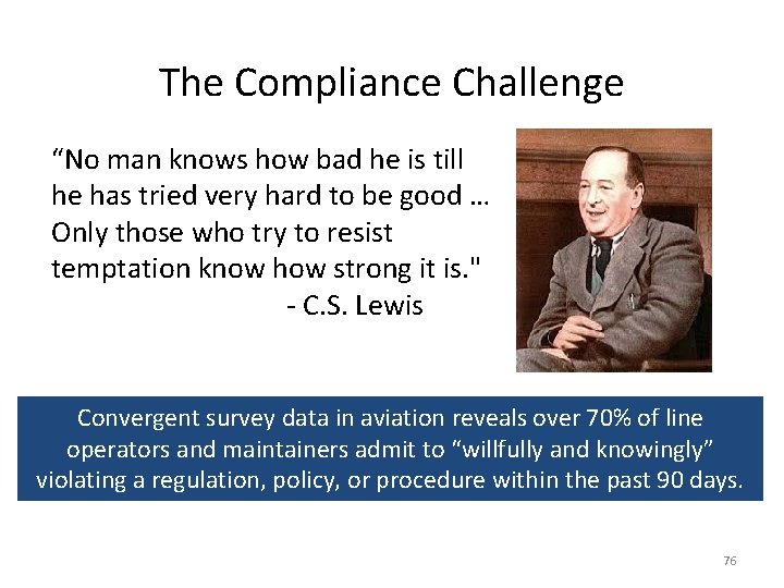 The Compliance Challenge “No man knows how bad he is till he has tried