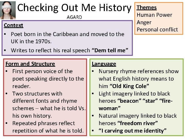 Checking Out Me History AGARD Context • Poet born in the Caribbean and moved