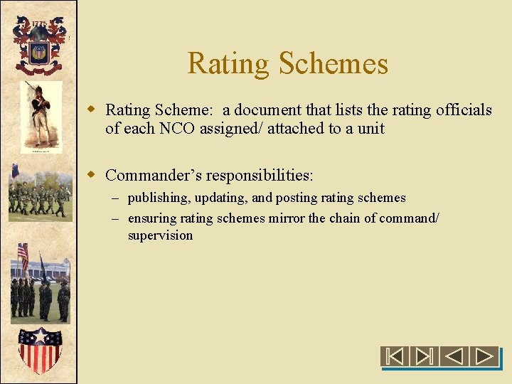 Rating Schemes w Rating Scheme: a document that lists the rating officials of each