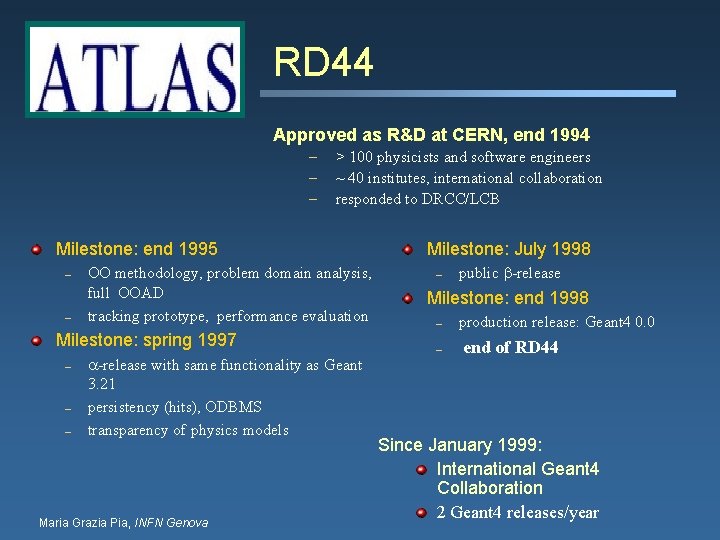 RD 44 Approved as R&D at CERN, end 1994 – – – > 100