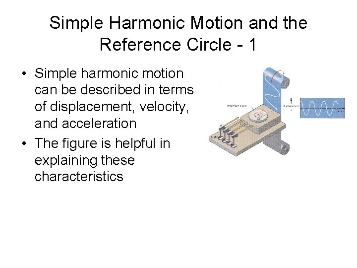 Simple Harmonic Motion and the Reference Circle - 1 • Simple harmonic motion can