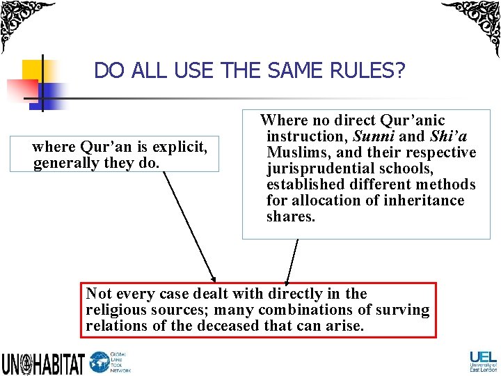 DO ALL USE THE SAME RULES? where Qur’an is explicit, generally they do. Where