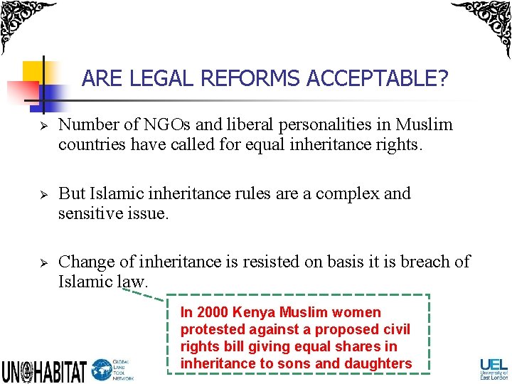 ARE LEGAL REFORMS ACCEPTABLE? Ø Ø Ø Number of NGOs and liberal personalities in