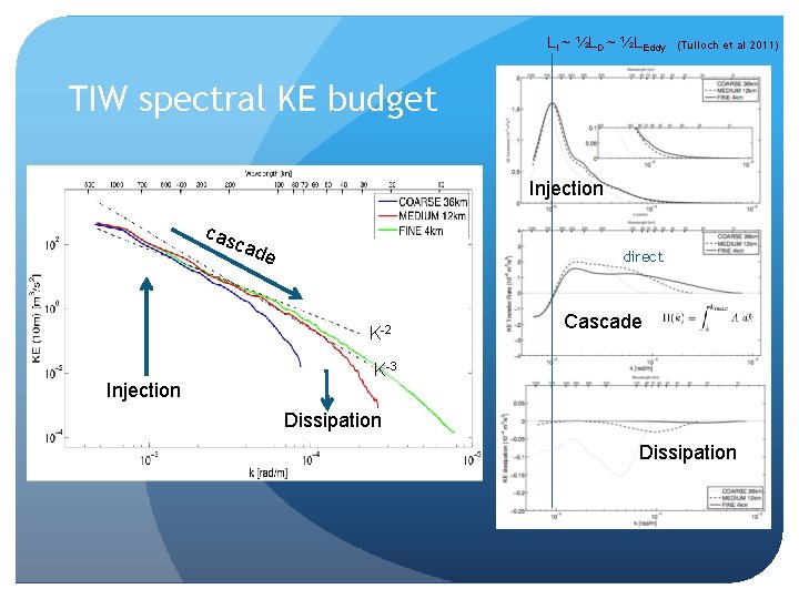 LI ~ ½LD ~ ½LEddy (Tulloch et al 2011) TIW spectral KE budget Injection