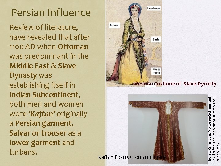 Persian Influence Women Costume of Slave Dynasty Kaftan from Ottoman Empire Source: Kahlenberg, M.