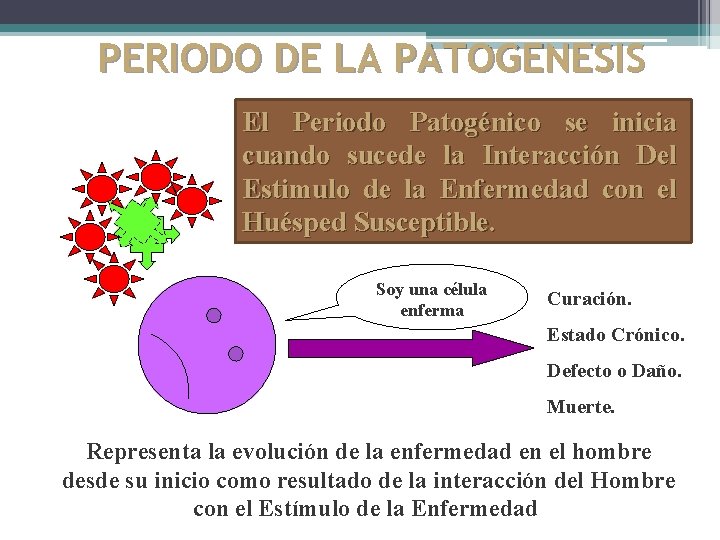 PERIODO DE LA PATOGENESIS El Periodo Patogénico se inicia cuando sucede la Interacción Del PERIODO DE LA PATOGENESIS El Periodo Patogénico se inicia cuando sucede la Interacción Del