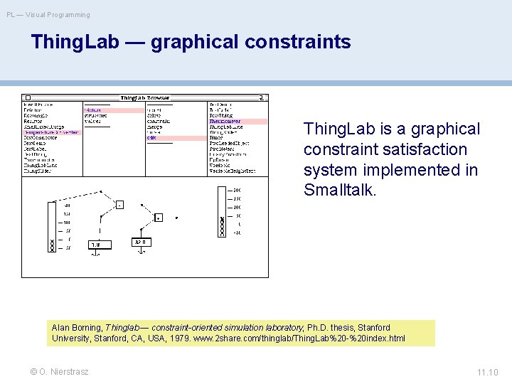 PL — Visual Programming Thing. Lab — graphical constraints Thing. Lab is a graphical