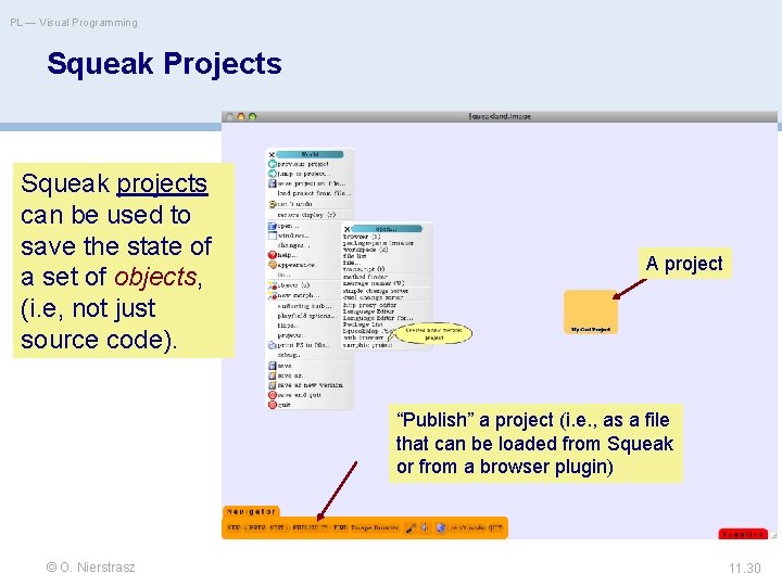 PL — Visual Programming Squeak Projects Squeak projects can be used to save the