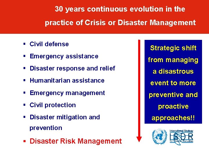30 years continuous evolution in the practice of Crisis or Disaster Management § Civil