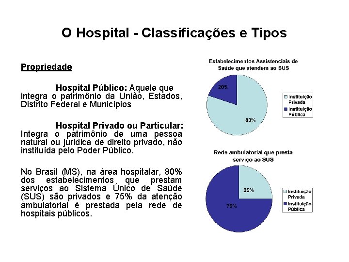 O Hospital - Classificações e Tipos Propriedade Hospital Público: Aquele que integra o patrimônio