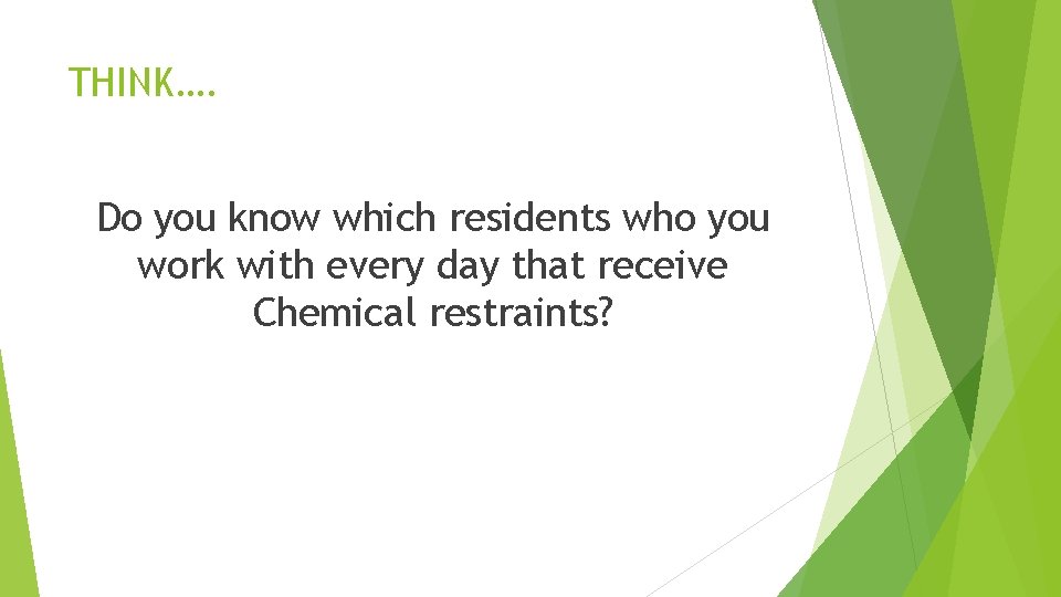 THINK…. Do you know which residents who you work with every day that receive