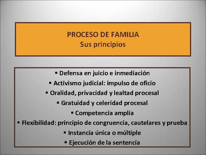 PROCESO DE FAMILIA Sus principios § Defensa en juicio e inmediación § Activismo judicial: PROCESO DE FAMILIA Sus principios § Defensa en juicio e inmediación § Activismo judicial: